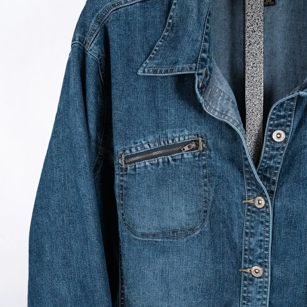 Ashley Stewart Women's Denim Trucker Jacket Size 24W Classic Casual Western Jean